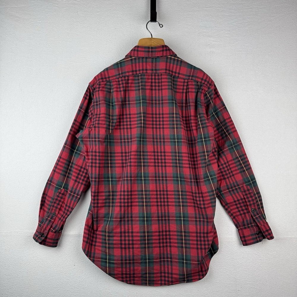 90's Vtg Polo Ralph Lauren Tartan Plaid Wool‎ Blend Flannel Shirt Men's M Red - Picture 7 of 14